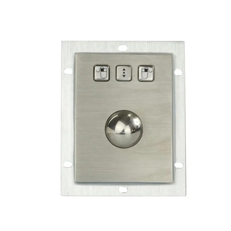 

Stainless steel keyboard with mechanical industrial wired trackball