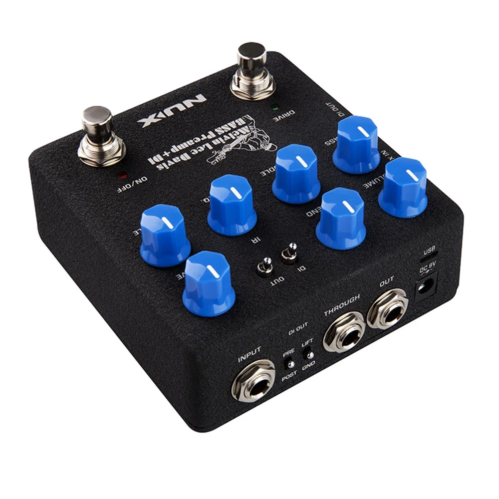NUX Bass Preamp DI 2 в 1 гитарная педаль 3-полосный эквалайзер частота динамик имитация