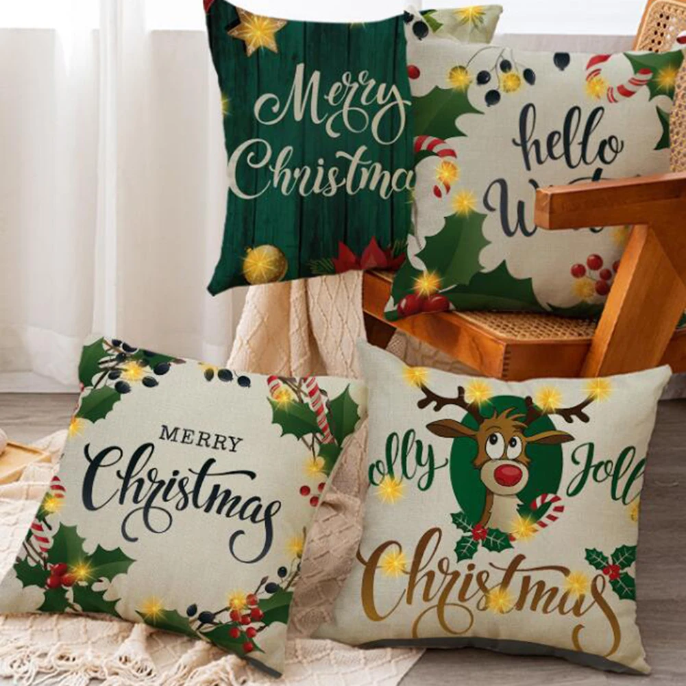 

Luminous 45*45cm Red Merry Christmas Cushion Cover Pillowcase Glowing Christmas Decorations For Home Xmas Ornament New Year Gift