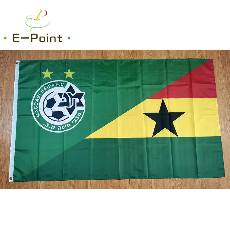 

Half Maccabi Haifa FC & Halfa Ghana Flag 3ft*5ft (90*150cm) Size Christmas Decorations for Home Flag Banner