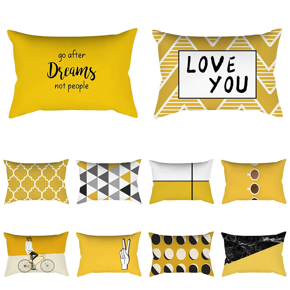 

30x50cm Yellow Geometric Rectangular Pillow Cover Pillowcase Pillowcases Cushion Covers Decorative Hugs Cases Home Textile