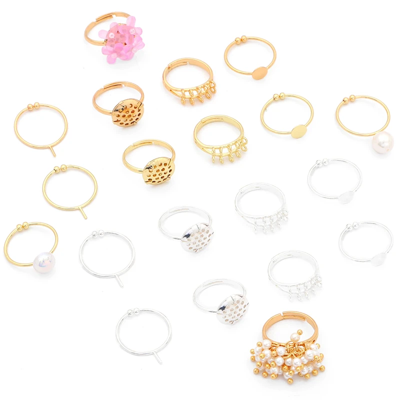 

1pc Plated Thick Silver/14K/18K Gold Copper Adjustable Blank Ring Settings Base for DIY Ring Jewelry Making Findings Accessories