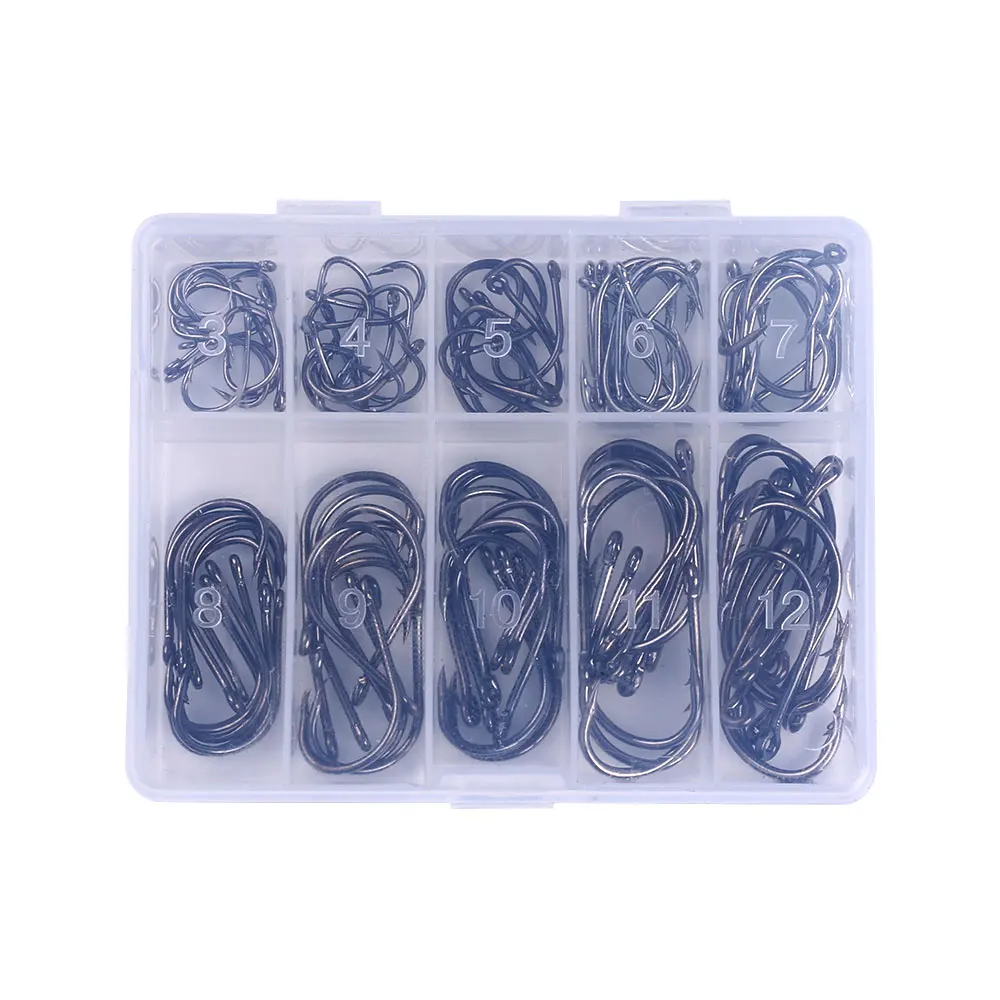 

100pcs Fishing Hooks Set Carbon Steel Single Circle Fishhook Fly Fishing Jip Barbed Carp Hooks Sea Tackle Accessories