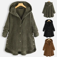 winter coat for women autumn and winter new cotton clothes fashion leisure corduroy hooded cotton coat casual womens coats