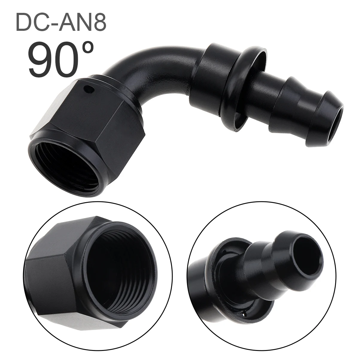 

Black 8AN 90 Degree Swivel Hose Aluminum Alloy Female AN8 End Fittings Auto Engine Part for Oil / Fuel / Water /Fluid / Airline