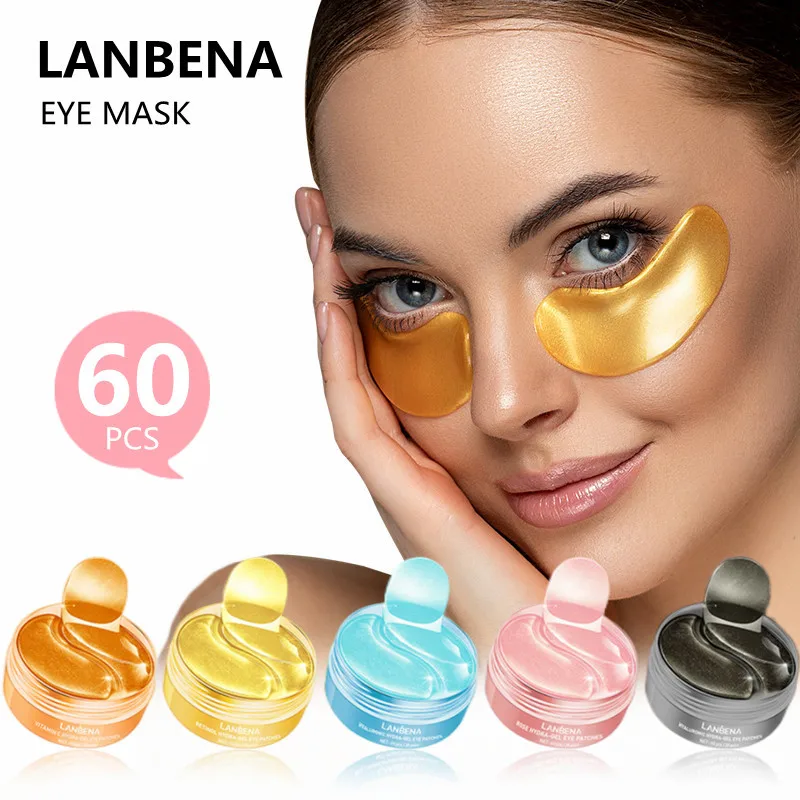

60PCS LANBENA Collagen Eye Mask Hyaluronic Acid Moisturizing Sleep Eye Patch Lighten Dark Circles Anti Aging Mask Skin Care