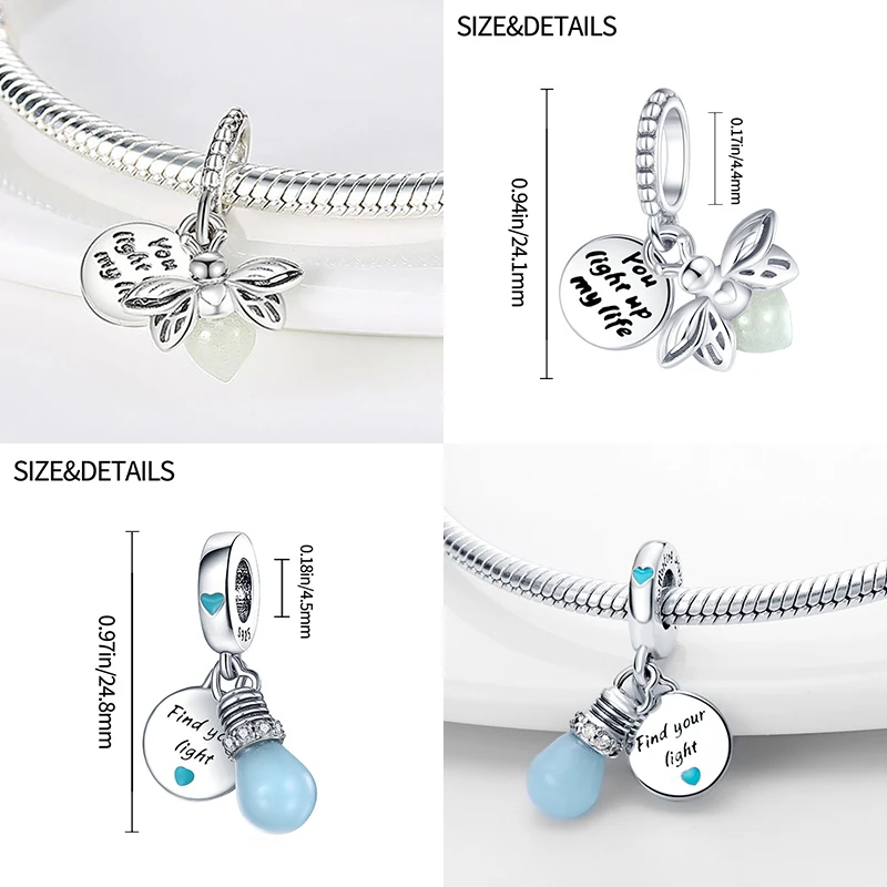 Pandora Breloque de maison en argent Sterling 925, pour Bracelet Pandora Original, pour femme, pendentif en forme d'ampoule de lucioles, bijoux à la mode, nouveau