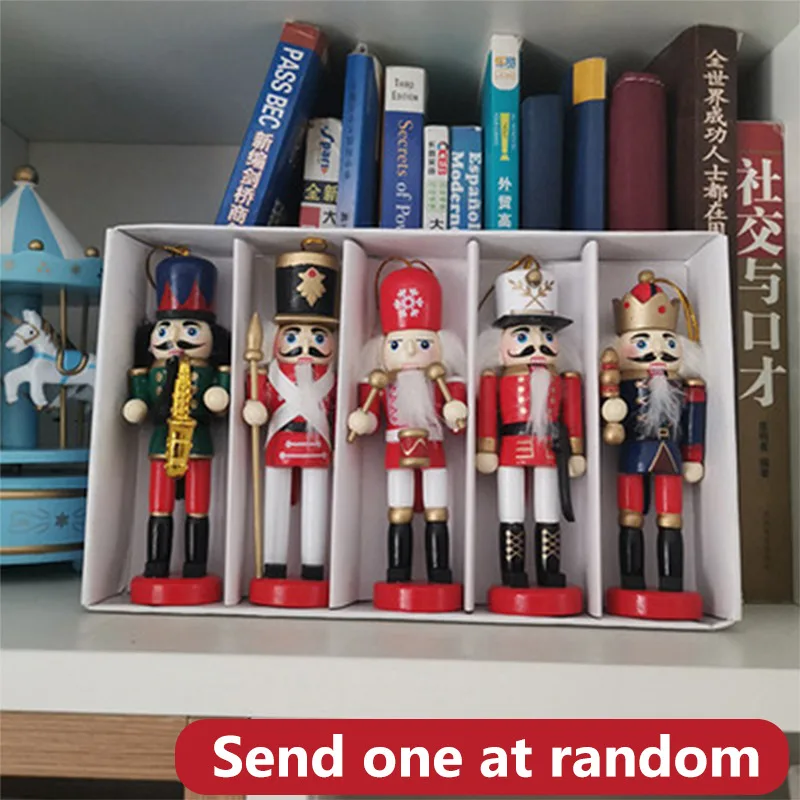 

1Pc Nutcracker Doll Soldier Toy Holiday Decoration Christmas Doll Pendant Children's Christmas Gift Glittering Powder Ornament