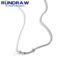 rundraw fashion silver color women curved smiley necklace heart pendant fashion necklace zinc alloy party gifts necklace