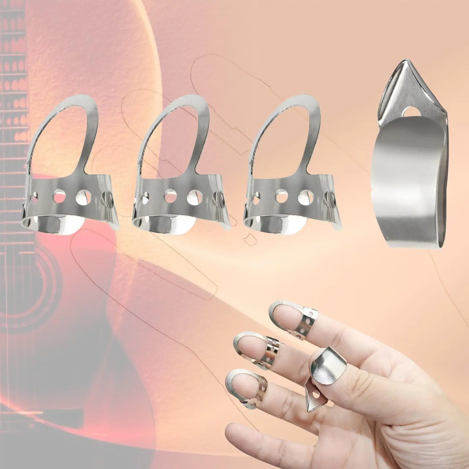 

4pcs / Set Guitar Fingertip Fingertips Fingerpicks Finger Guard
