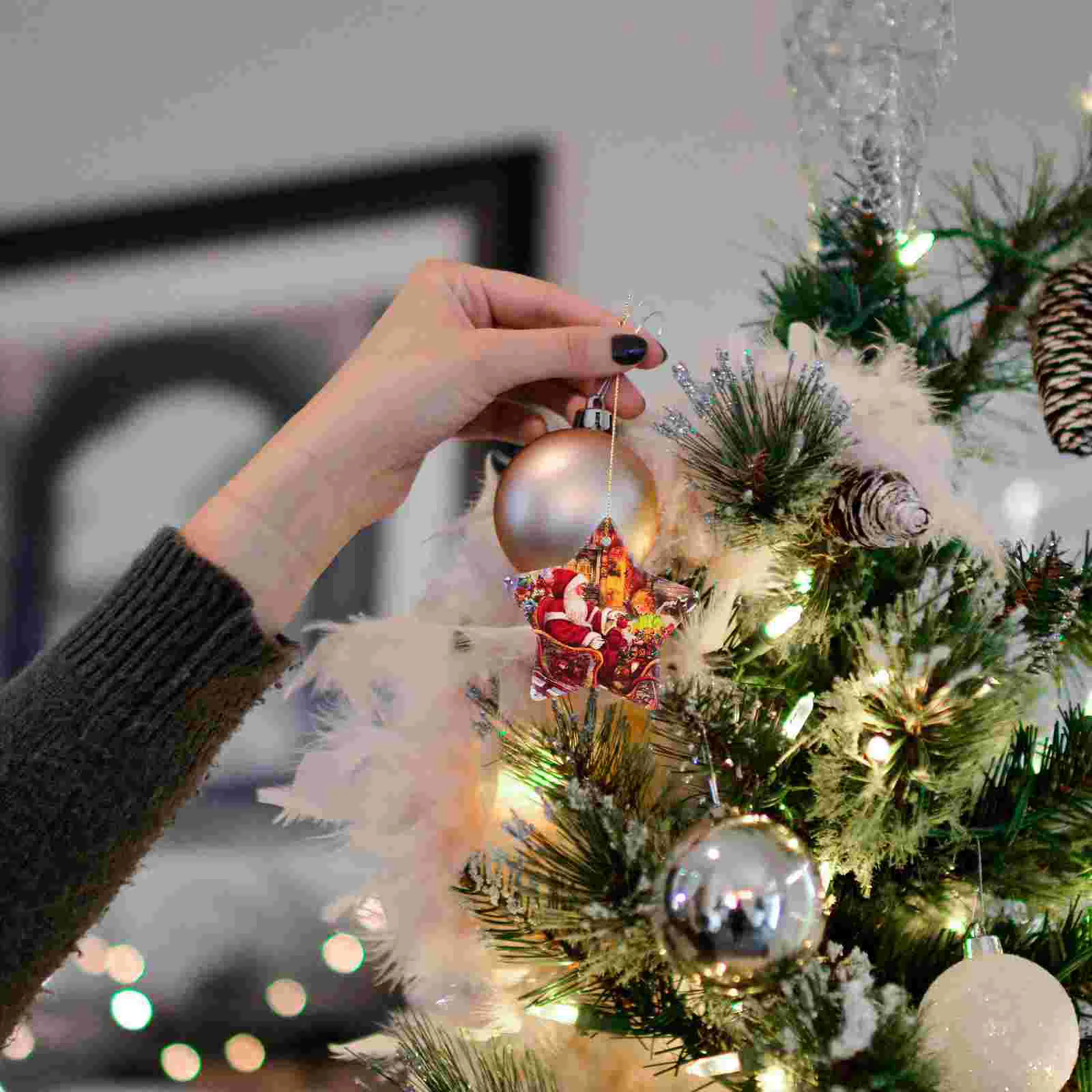 

10pcs Ceramic Christmas Hanging Star Decoration Star Shape Xmas Tree Hanging Ornament