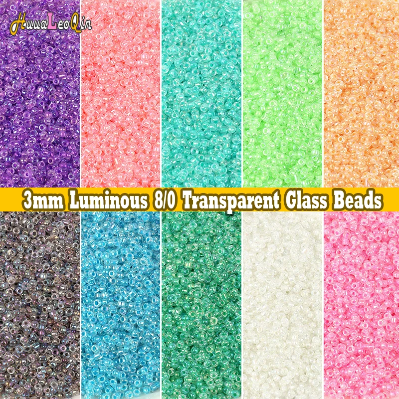 165 шт./лот 3 мм светящиеся прозрачные стеклянные бусины японская форма 8/0