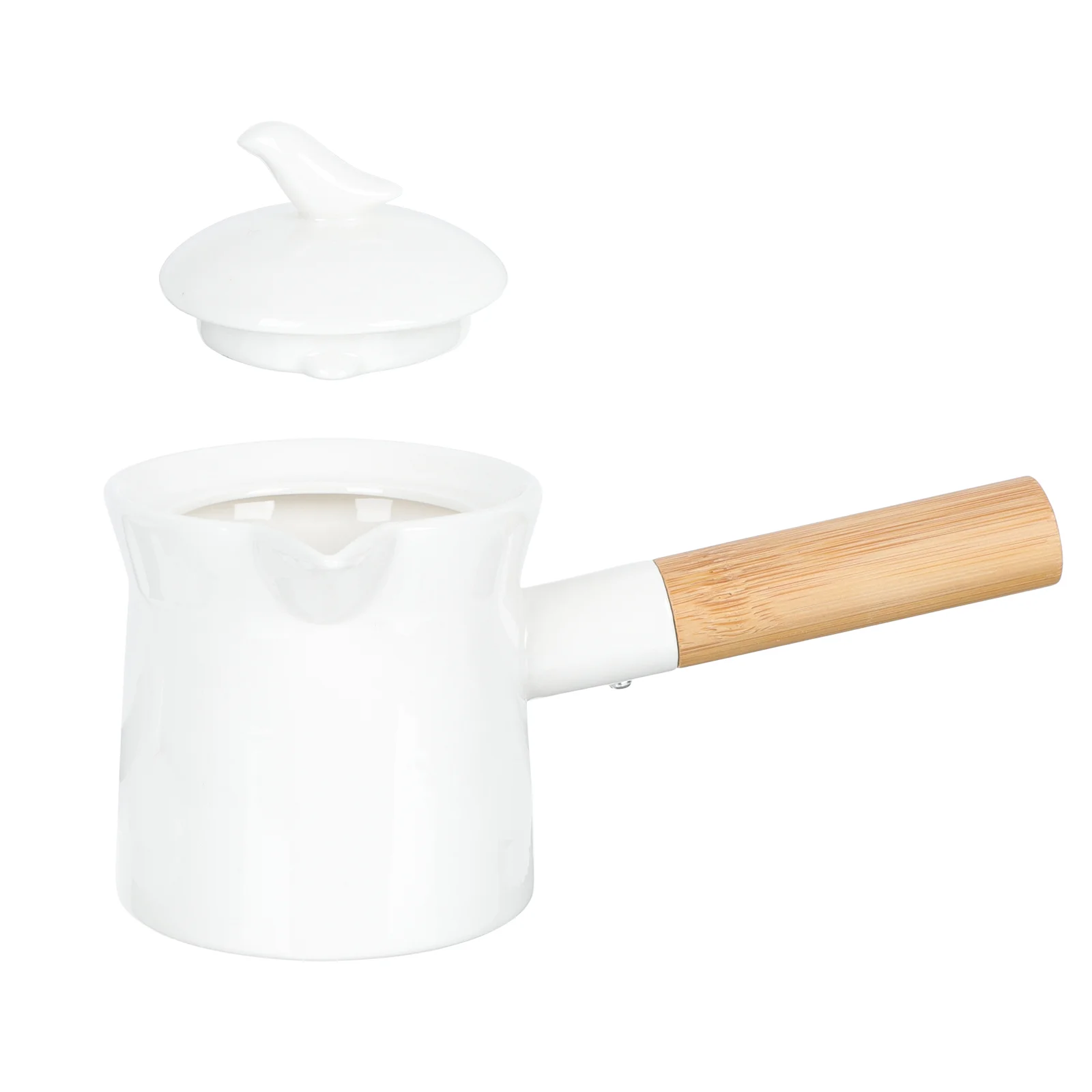 

Milk Jug Espresso Concentrate Container Porcelain Teapot Making Coffee Shop Holder Wooden Serving