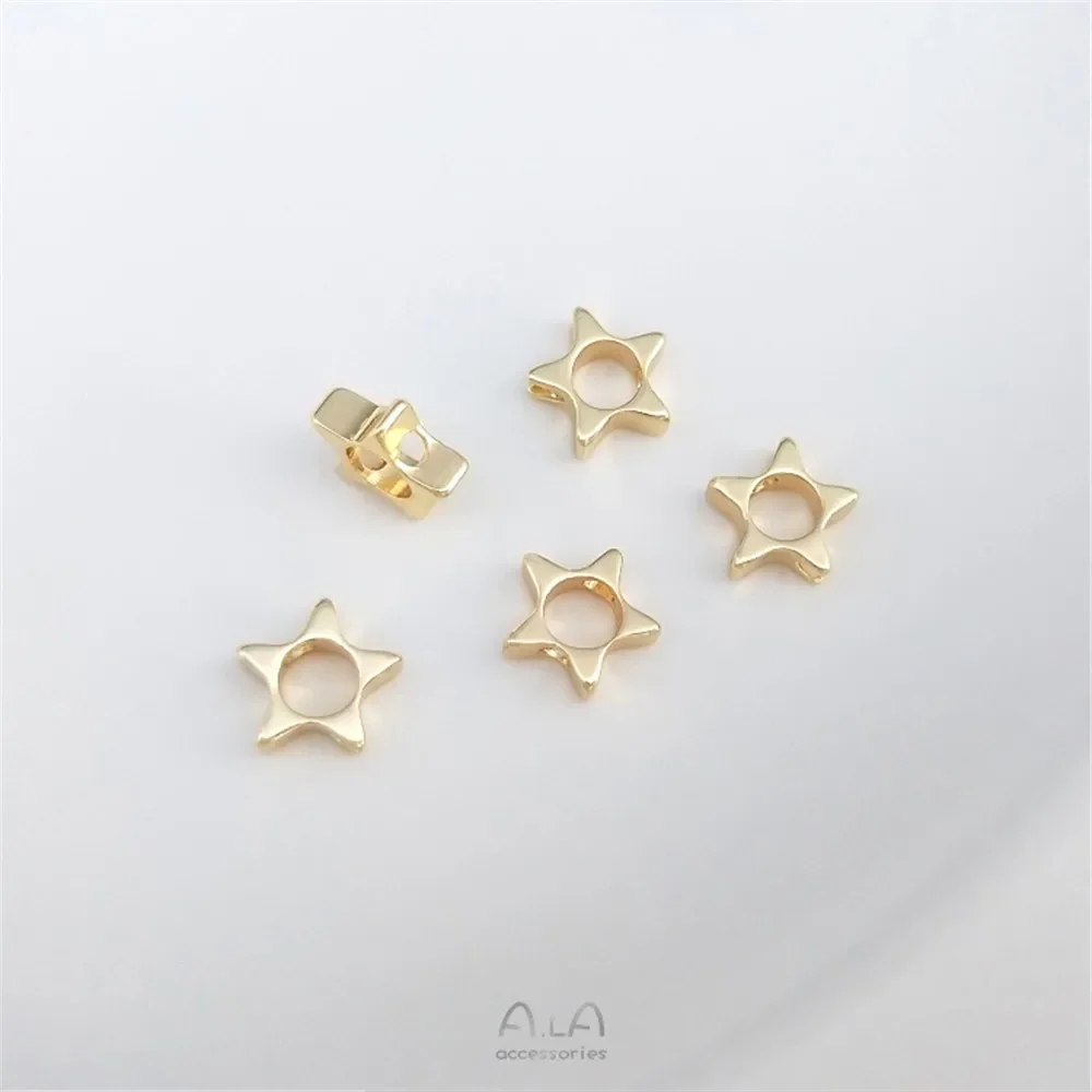 14-каратное золото цветок персиковое сердце пятиугольная звезда медведь плоский