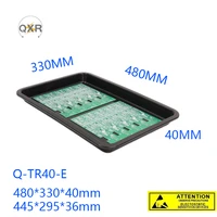 q tr40 e esd conductive tray tea plate flat shape black plastic antistatic material for pcb circuit board