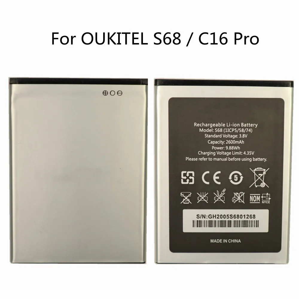 Высококачественный Сменный аккумулятор для OUKITEL S68 / C16 Pro C16Pro 2600 мАч оригинальная