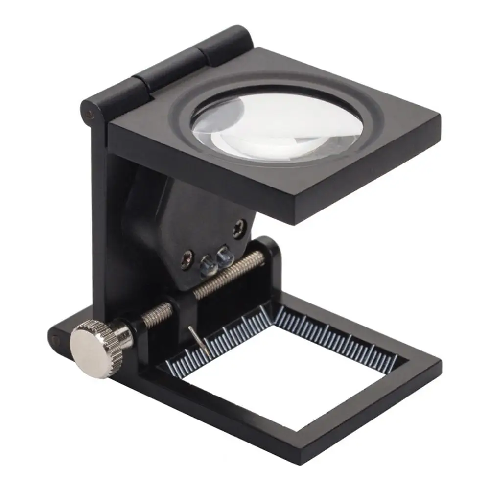 

10x Table Pocket Magnifier Folding Scale Magnify With 2 Led Illuminate For Cloth Textile Fabrics Inspection Dropshipping