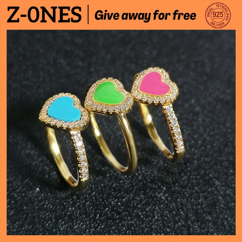 

women925 sterling silver luxury brand monaco jewelry love heart enamel ring birthday party gift