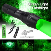 tactical green light hunting flashlight zoomable torch powerful hand light powe by 18650 battery with scope mount