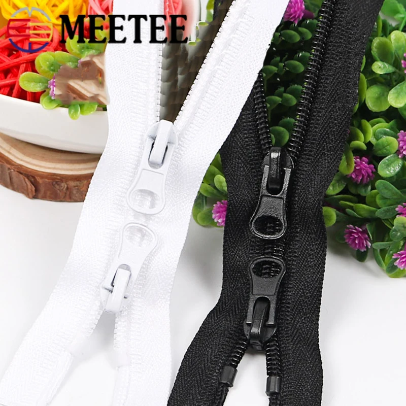 

Meetee 5pcs 40-500cm Double-slider Open-End Nylon 5# Zipper for Sleeping Bag Duvet Cover Zip DIY Bags Jacket Garment Sew Zippers