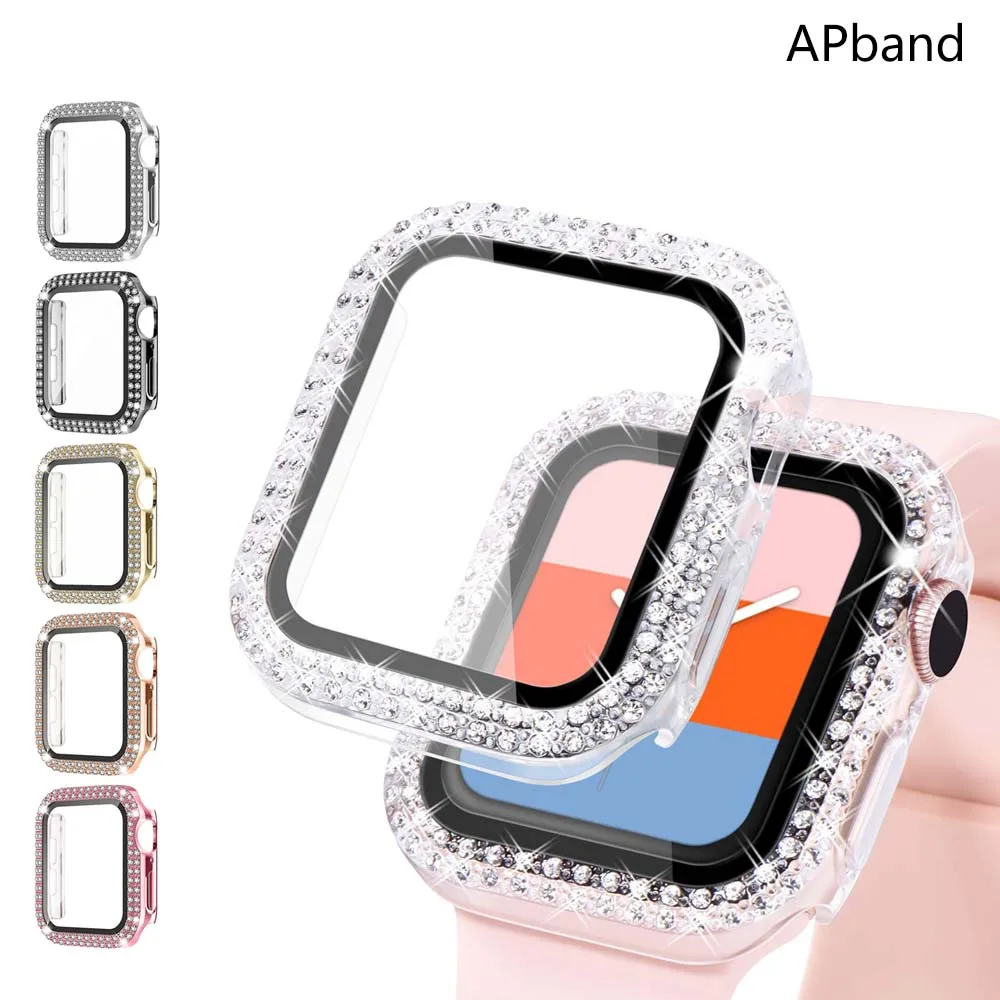 

Diamond Case For Apple watch 45mm 41mm 40mm 42mm 38mm Accessories Bling Bumper Protector Cover iWatch series 3 4 5 6 7 8 se