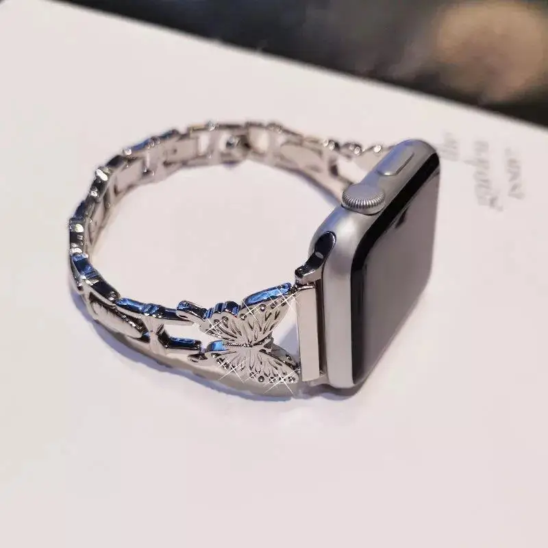 Diamond Metal Strap for Apple Watch Band serie 8 7 6 SE 5 4 Correa 38/40mm 42mm 44mm Iwatch Loop 41mm 45mm Bracelet Wrist Woman