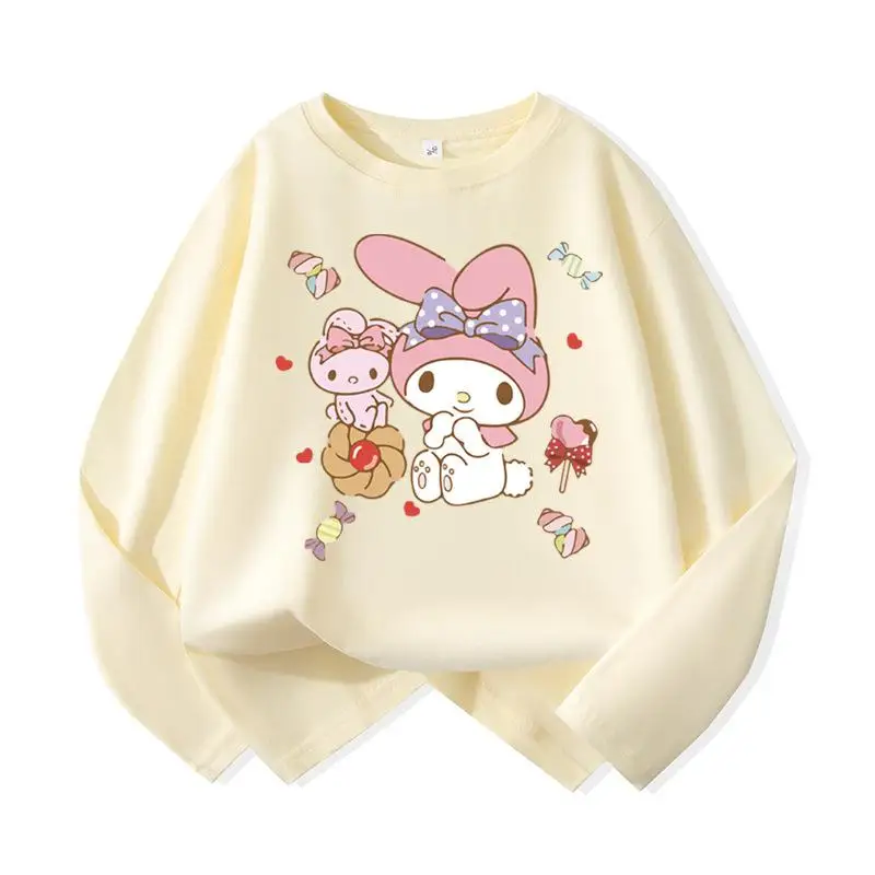 Новинка Милая футболка Sanrio Kuromi My Melody Hello Kitty с длинным рукавом стильный детский