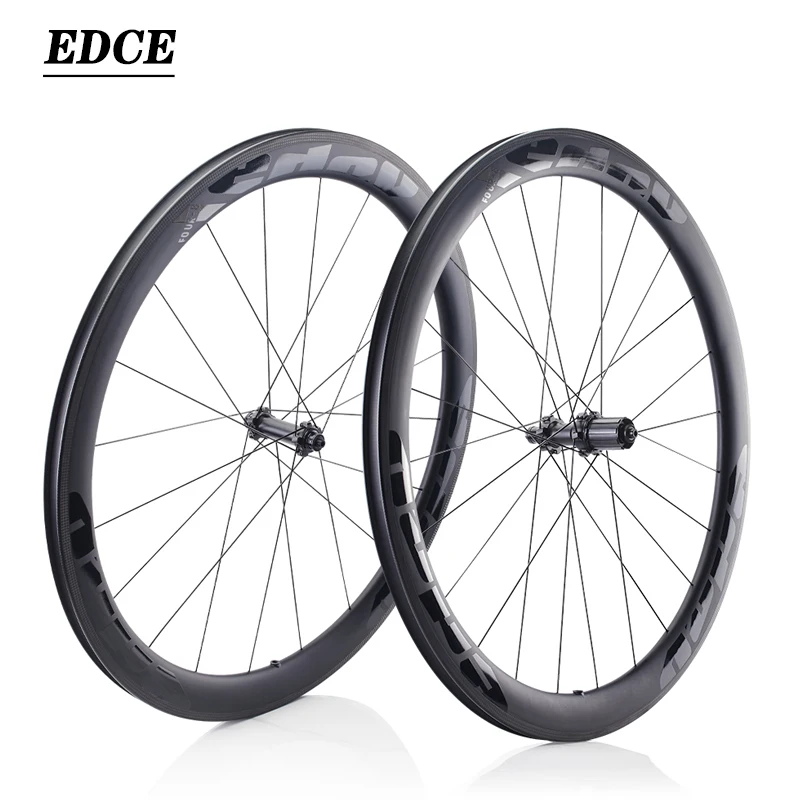 

EDCE Full Carbon Road Bike Wheels 700C Clincher Sp Spokes Rim Brake 50mm Depth 23mm Wide Road Cycling Wheelset for HG