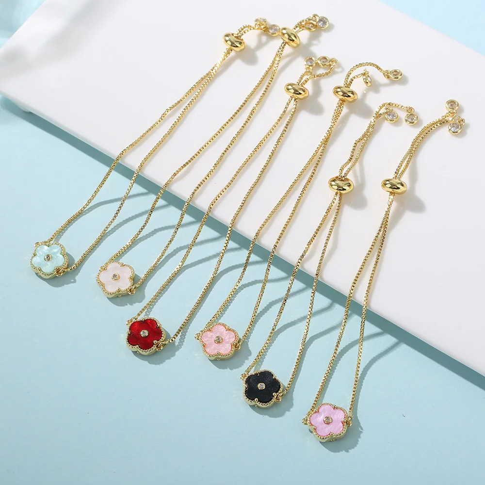 Пьетеб зирон гоиб пять Ieaf FIower AbjustabIe penbler BraeeIet Wamen Iuxnry JeweIry высокое качество eIover подарок