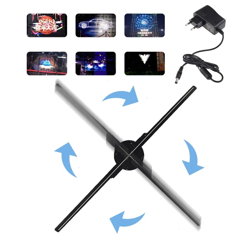 

41QF 3D Hologram Advertising Fan Holo-graphic Display Air Fan Video Projector 224 Lights Store Shop Bar Casino 42cm Durable