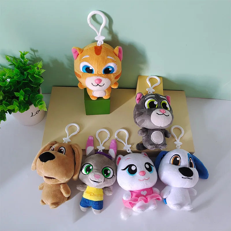 

1PC 10cm Talking Tom And Friends Plush Toys Doll Kawaii key chain Angela Hank Ginger Ben Claw Machine Dolls Can't Talk Version