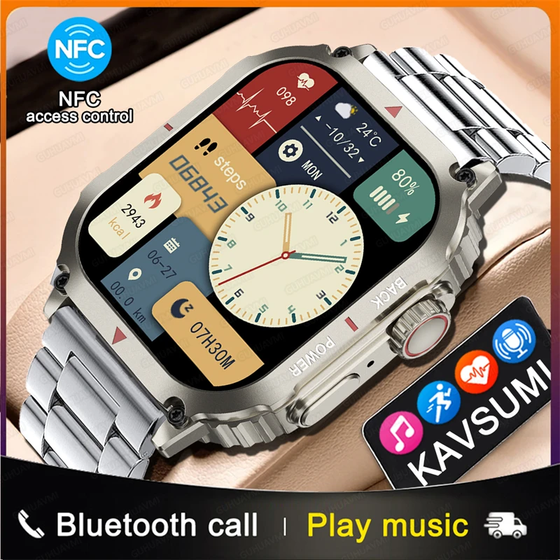 

For Huawei Xiaomi Smart Watch Men NFC GPS Tracker 330*385 HD Screen Blood Sugar SmartWatch 2023 New Bluetooth Call Watch 9 pro