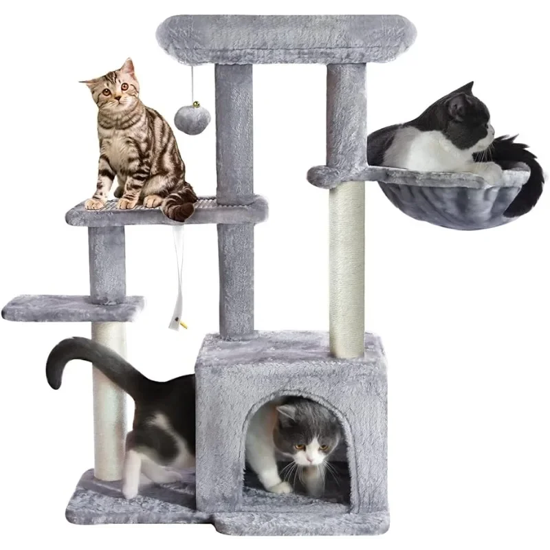 

Cat Tree, Cat Tower with Sisal Scratching Post for Indoor Cats, 35" Multi-Level Cat Condo with Hammock Perch and Kitten Toys