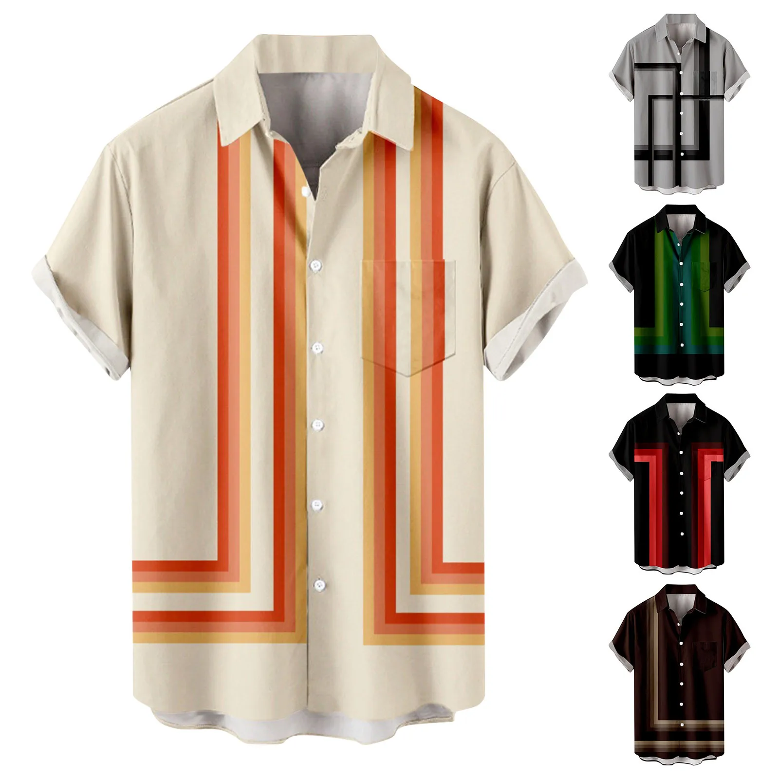 

Fashion Elegant Shirts For Men Summer 2023 Ethnic Short Sleeve Shirts Casual Printing Hawaiian Shirt Blouse camisa masculina