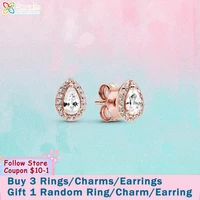 smuxin 925 sterling silver stud earring teardrop halo stud earrings cubic zirconia stud earrings women earrings girl earrings
