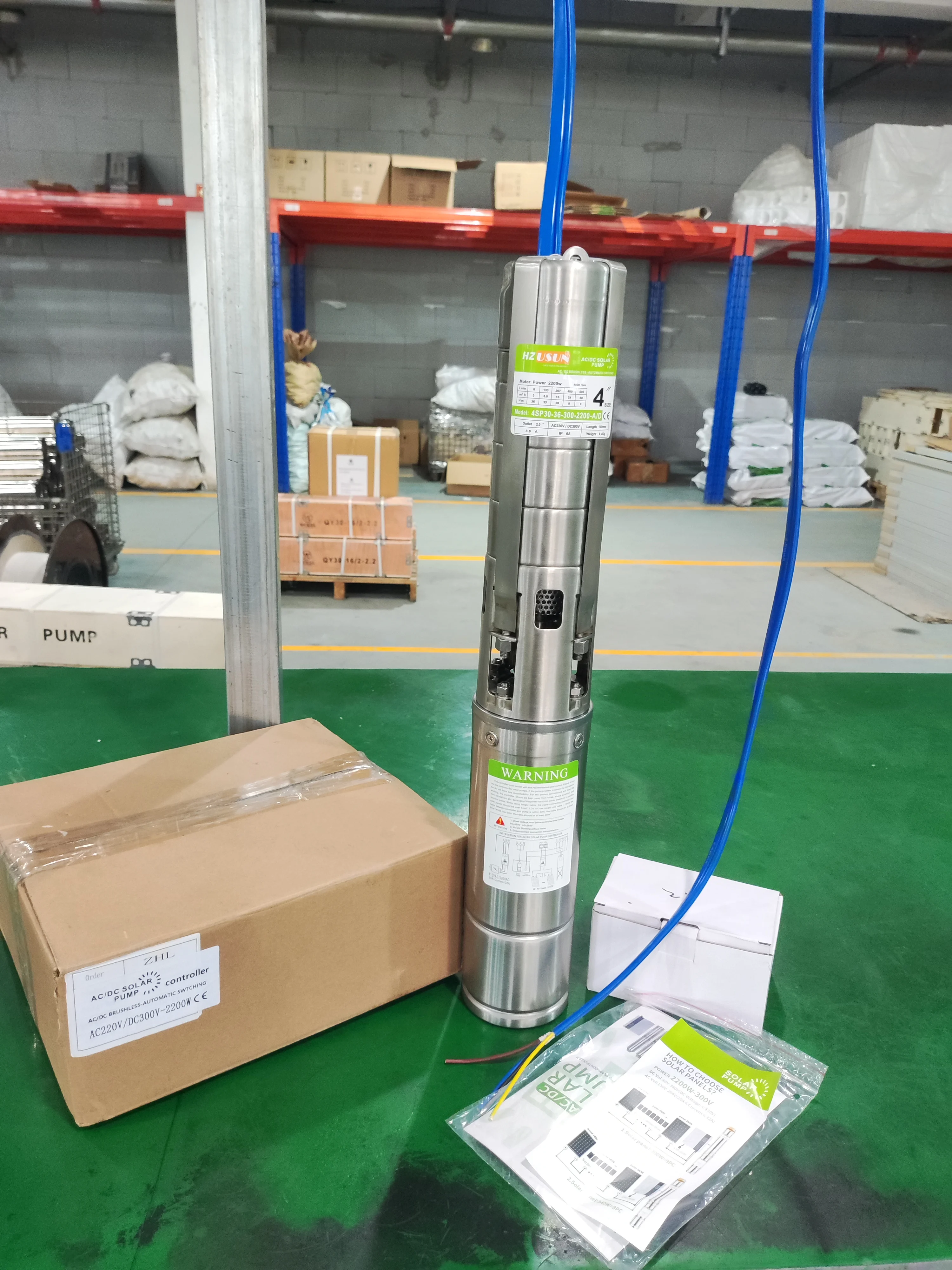 Фото HZUSUN 3 HP 2-дюймовый трубный солнечный погружной насос переменного и постоянного тока, цена, комплект двигателя BLDC на солнечной энергии 2,2 кВт для крупного рогатого скота и скота №5
