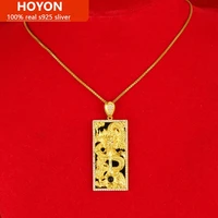 hoyon 2022 trend new domineering dragon pendant gift for girls xiao long tag 14k yellow gold color necklace for mom and dad