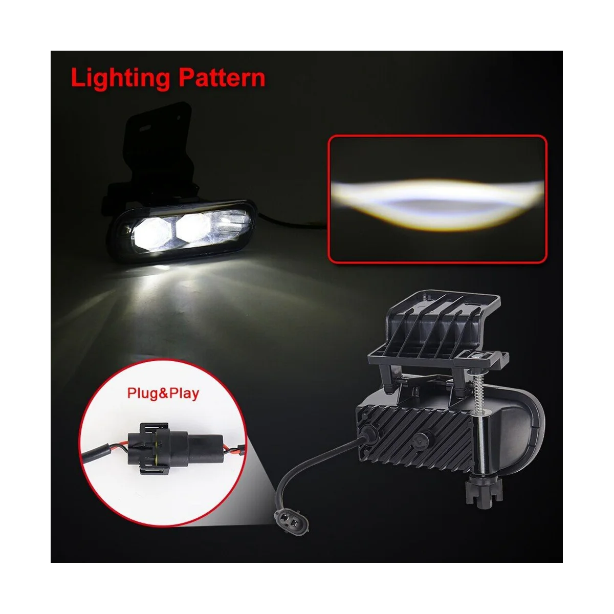 

1 Pair High Intensity Yellow LED Front Fog Lights for Chevrolet Silverado 99-02 Tahoe 00-06 Retrofit Headlights