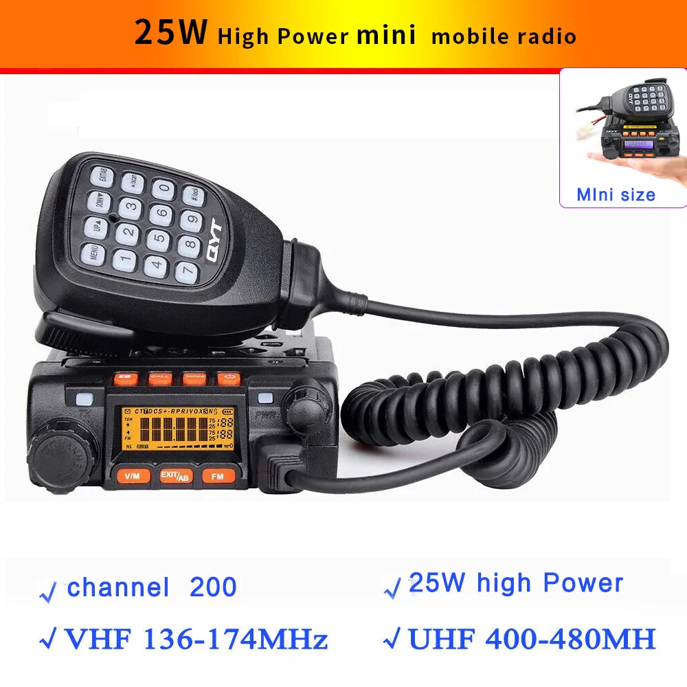 

QYT KT-8900 25 Вт высокомощная Двухдиапазонная 136-174 и 400-480 МГц мини-любительская Мобильная рация УФ-трансивер