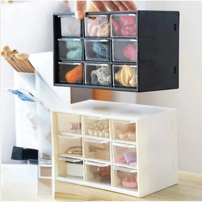 

9 Grid Desktop Stationery Organizer Storage Box Plastic Transparent Desk Makeup Organizer Drawer Jewelry Accessories Storage Box