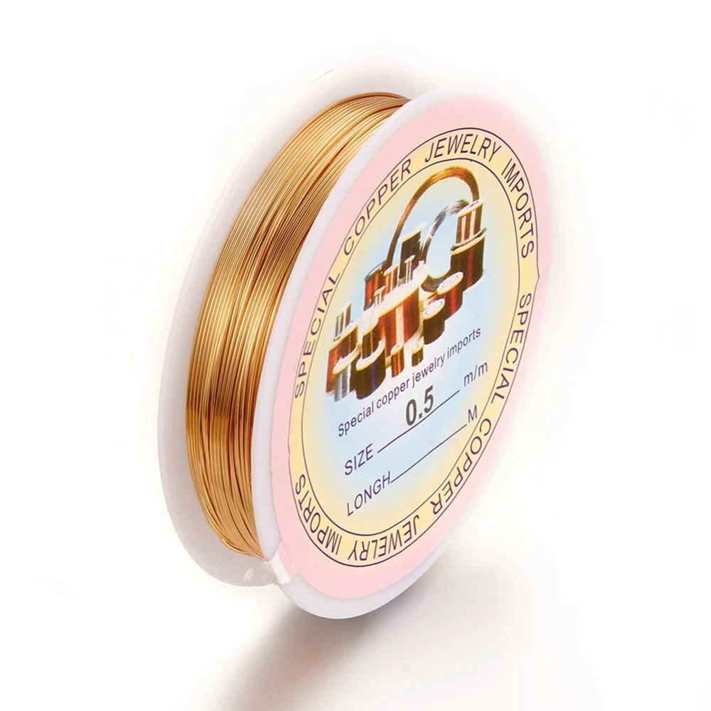 

Copper Wire for Jewelry Making, Long-Lasting Plated, Golden, 24 Gauge, 0.5mm, about 21.32 Feet(6.5m)/roll