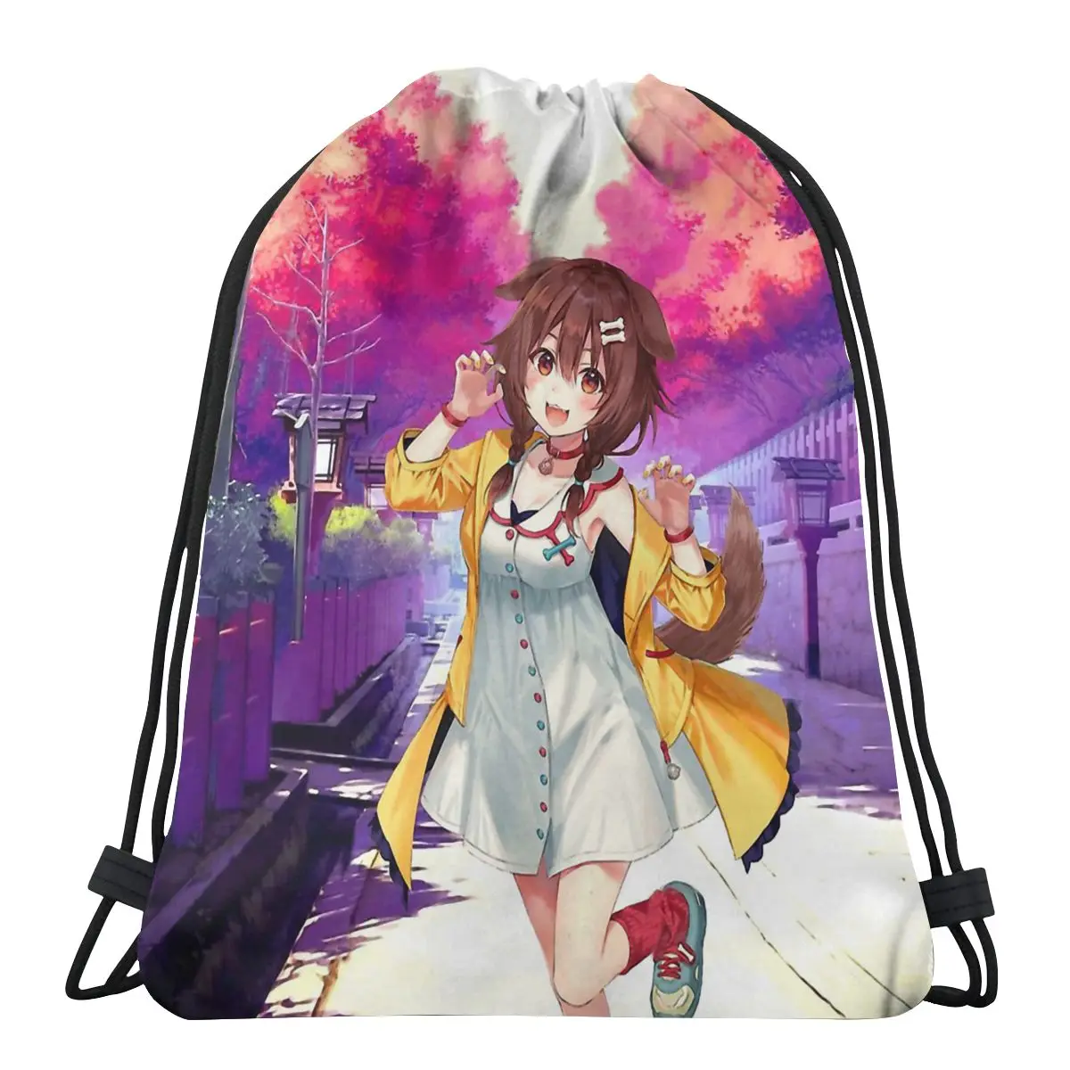 

Hololive Vtuber Inugami Korone Print Drawstring Storage Backpack Teenager Travel Bag Multi-function Pocket
