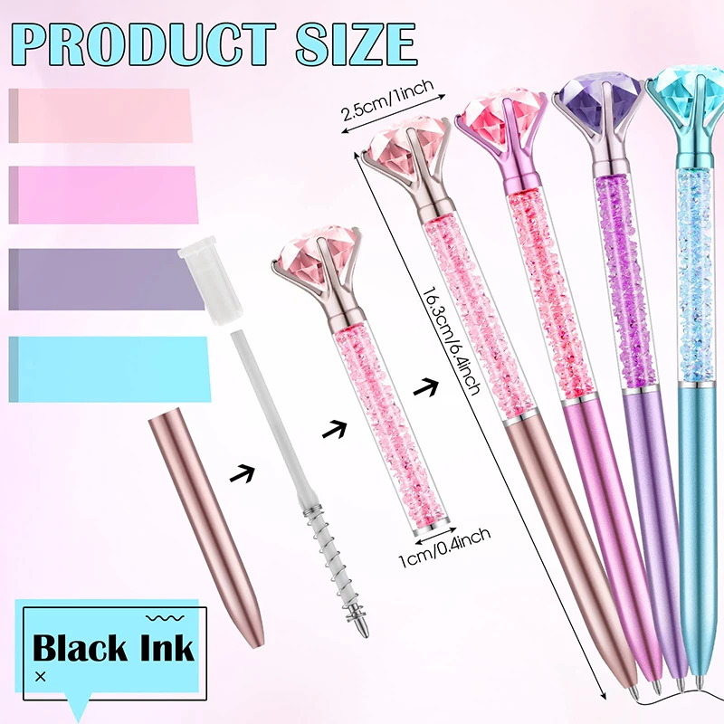 20/40/100 шт. ручки с большими кристаллами и бриллиантами блестящая шариковая ручка