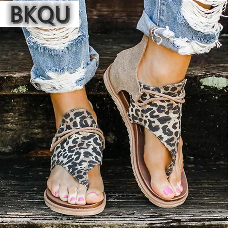 

2022 fashion new women sandals elegant leopard print comfortable boho women sandals bag heel ladies casual sandals