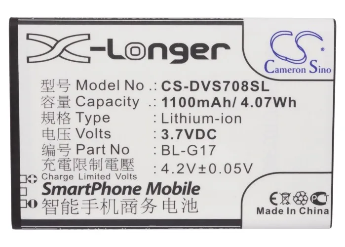 

Аккумулятор Cameron Sino 1100 мАч для DOOV IEva D708, S708, S908