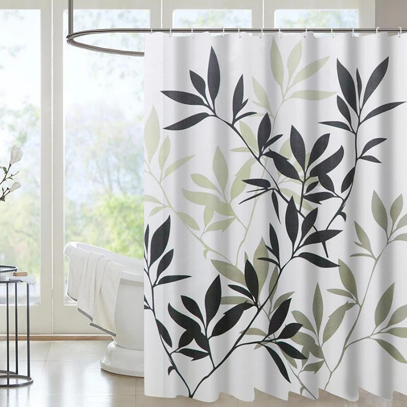 

Modern Leaves Printed Bathroom Shower Curtain Waterproof Bath Curtain Bathroom Bathtub Bathing Cover 12 Hooks Bathroom Products