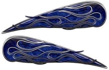 

For 2xInferno Blue Motorcycle Gas Tank Flame Decals - 4" h x 13.75" w