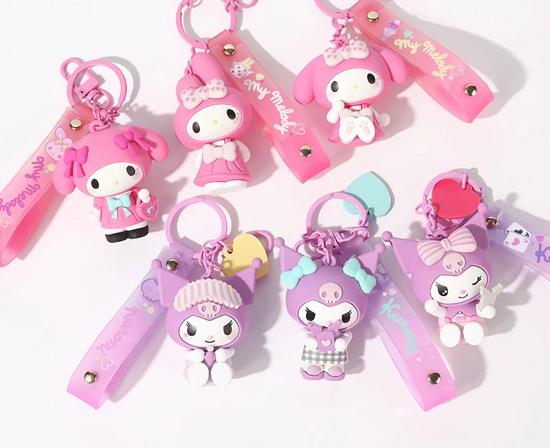 

Kuromi Keychain Sanrio Cartoon Anime Doll MyMelody Girl Backpack Pendant Cute Character Model Keychain Children's Birthday Gift