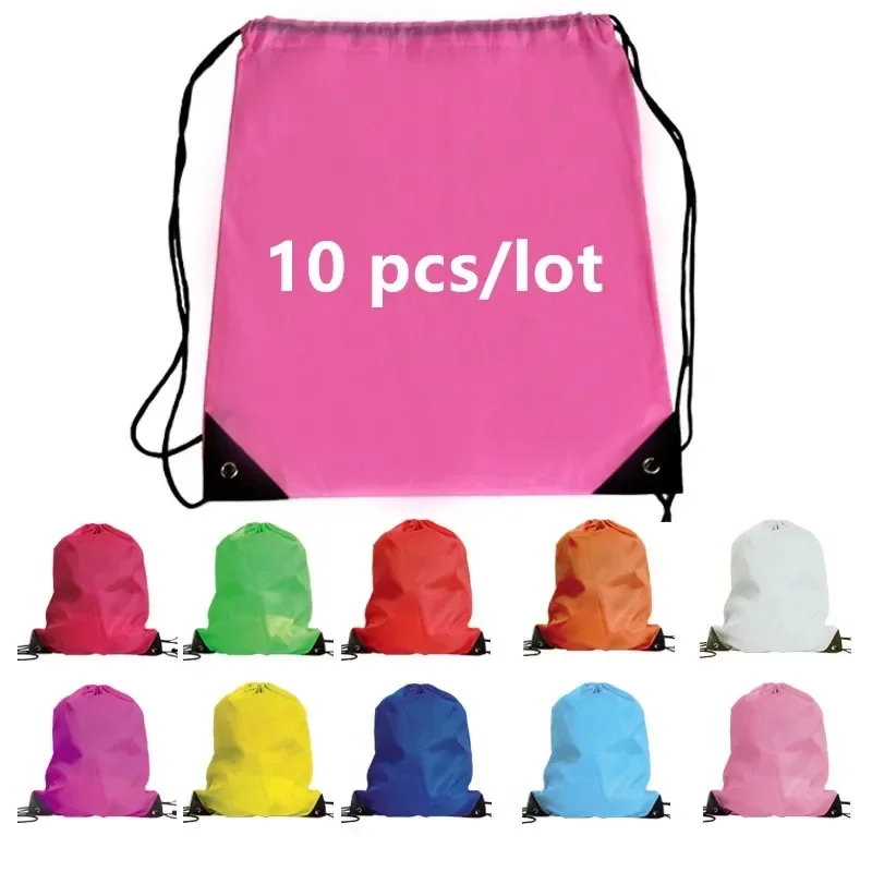 

10 Pcs/Lot 34x42cm Outdoor Waterproof Drawstring Backpack Large Size Shoes Clothes Sport Storage Bags Durable Oxford Sale Pocket