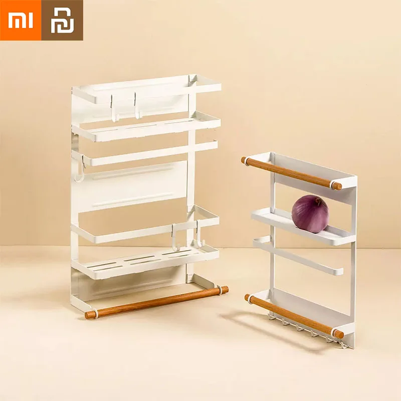 

NEW2022 Xiaomi Youpin Magnetic Refrigerator Side Wall Mount Hook Multifunctional Storage Rack Hole-free Kitchen Shelf Roll